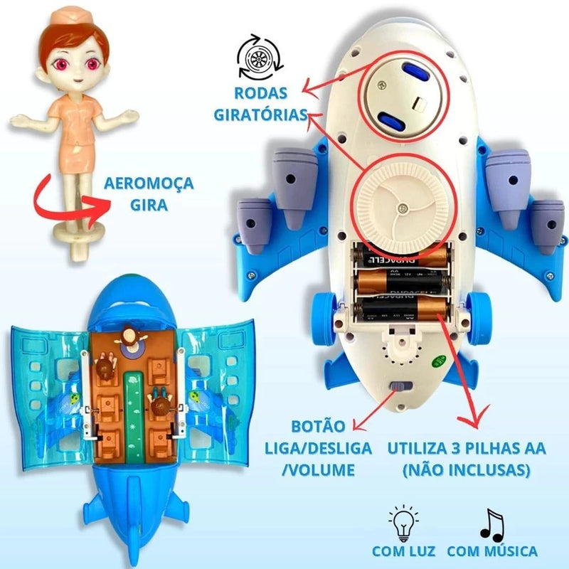 Avião Mágico Brilhante -  Aventura e Aprendizado em Cada Voo!