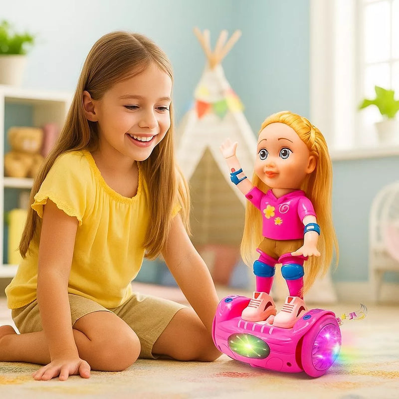 Boneca Skater Mágica™ – Movimento, Luz e Aventura Sobre Rodas