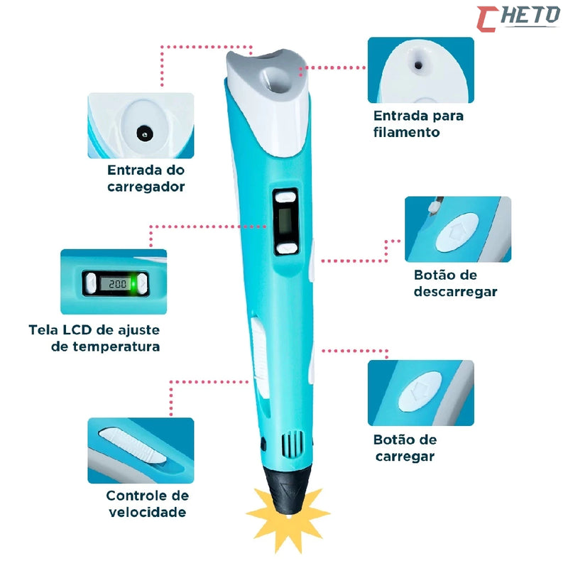 Caneta 3D Criativa - Dê Vida às Ideias do Seu Filho!