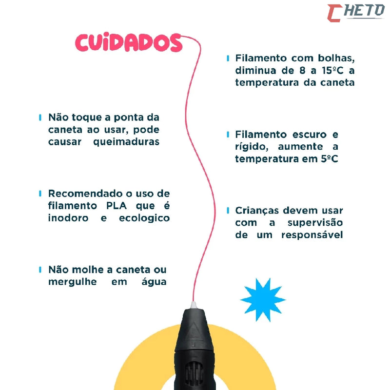 Caneta 3D Criativa - Dê Vida às Ideias do Seu Filho!