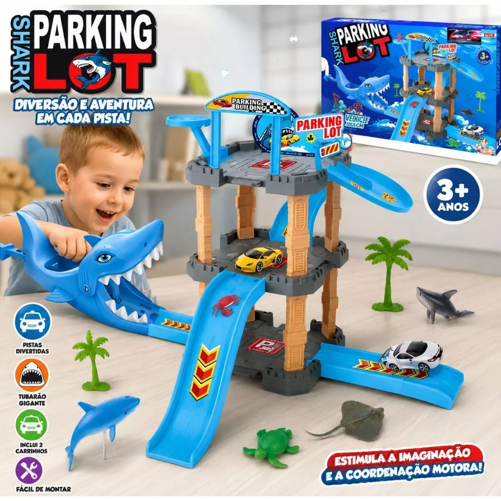 Pista Tubarão SharkMax - Devora Carrinhos e Lança Aventuras!