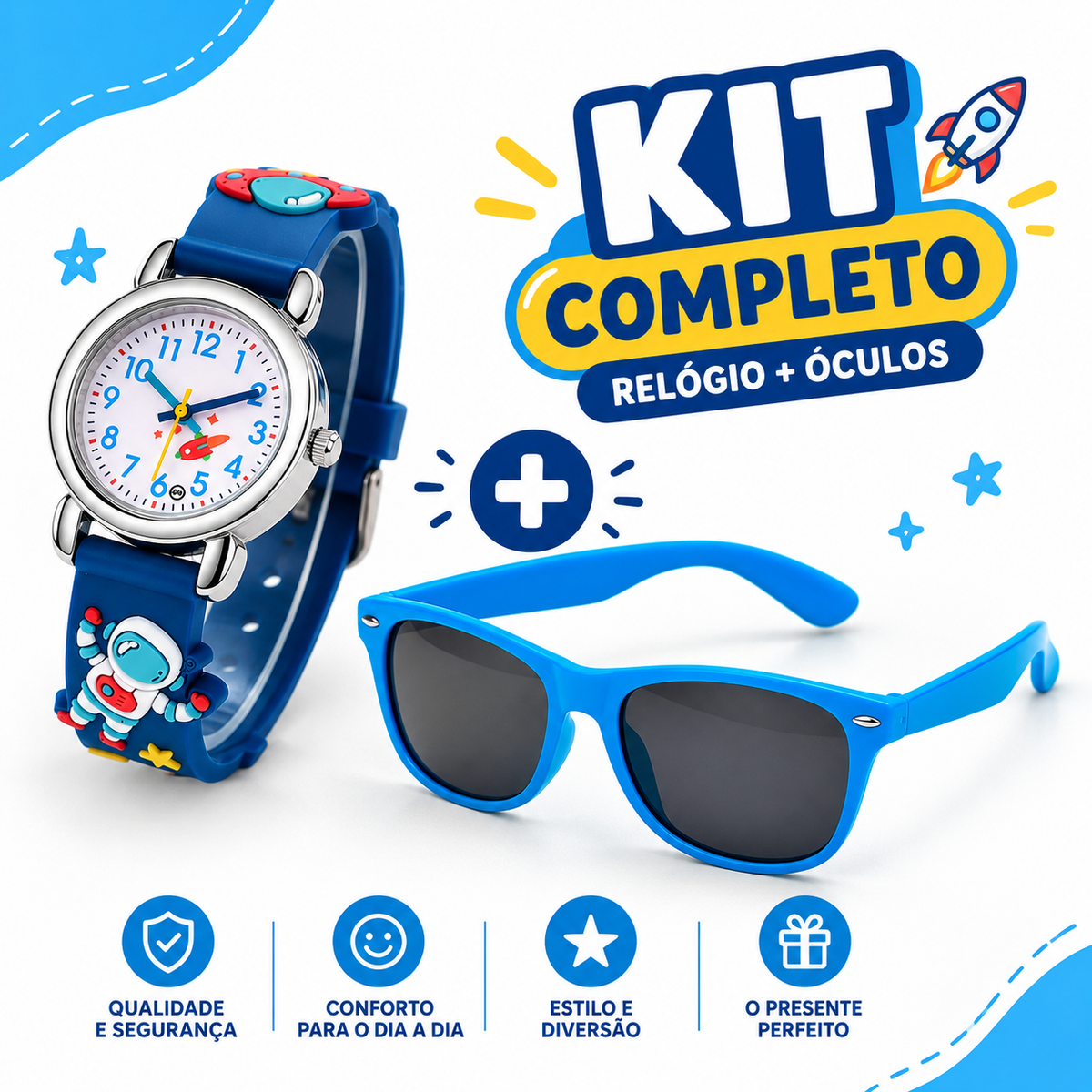 Kit Relógio AstroKids - A Aventura Espacial no Pulso do Seu Filho!