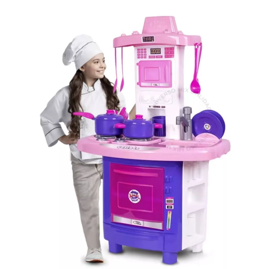 Kit Cozinha Pequena Chef - Fogão, Pia e Utensílios Completos Pra Horas de Diversão!
