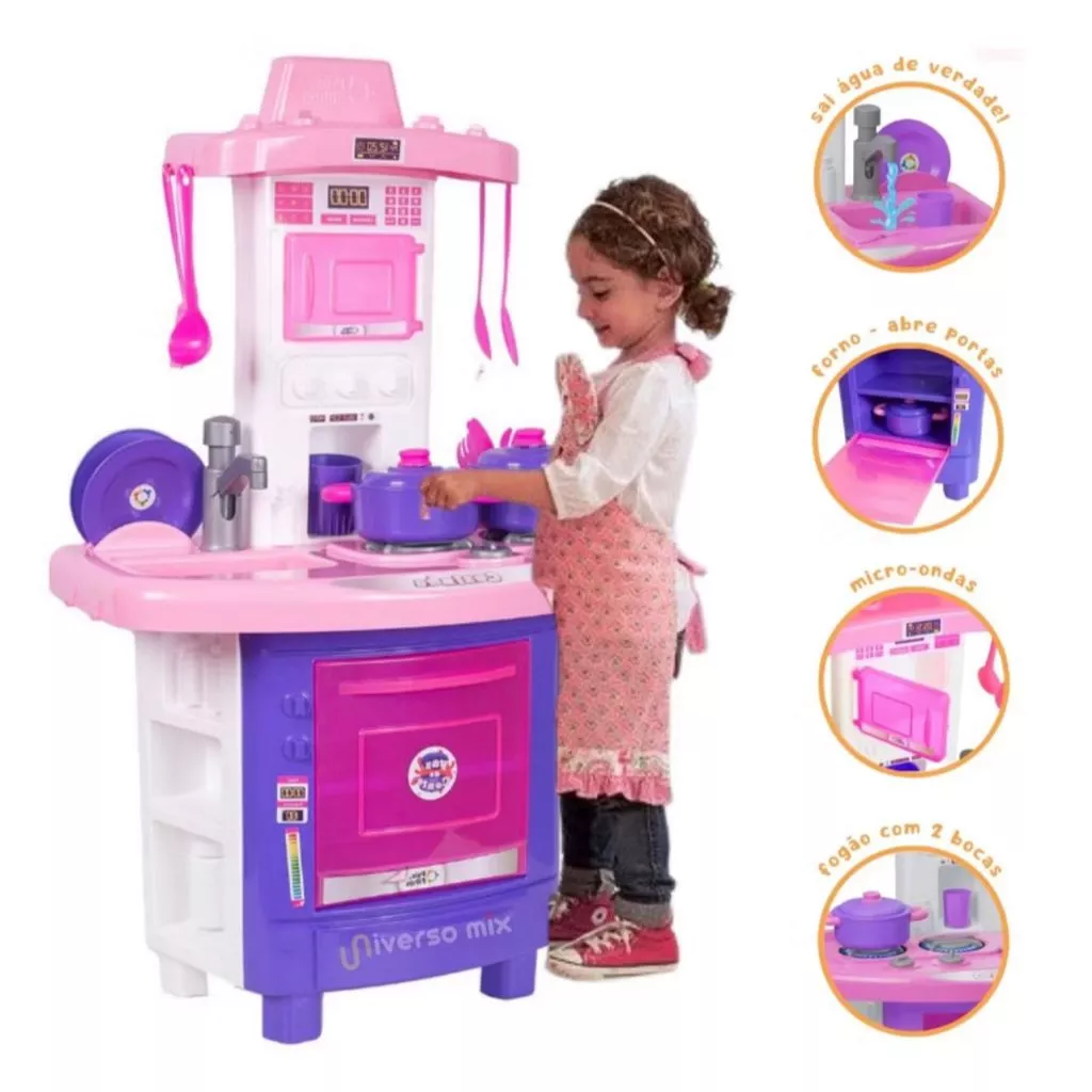 Kit Cozinha Pequena Chef - Fogão, Pia e Utensílios Completos Pra Horas de Diversão!