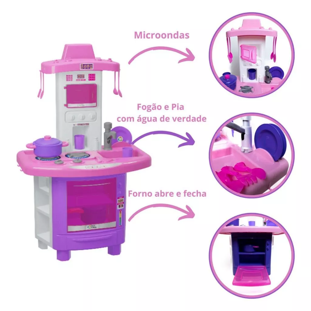 Kit Cozinha Pequena Chef - Fogão, Pia e Utensílios Completos Pra Horas de Diversão!