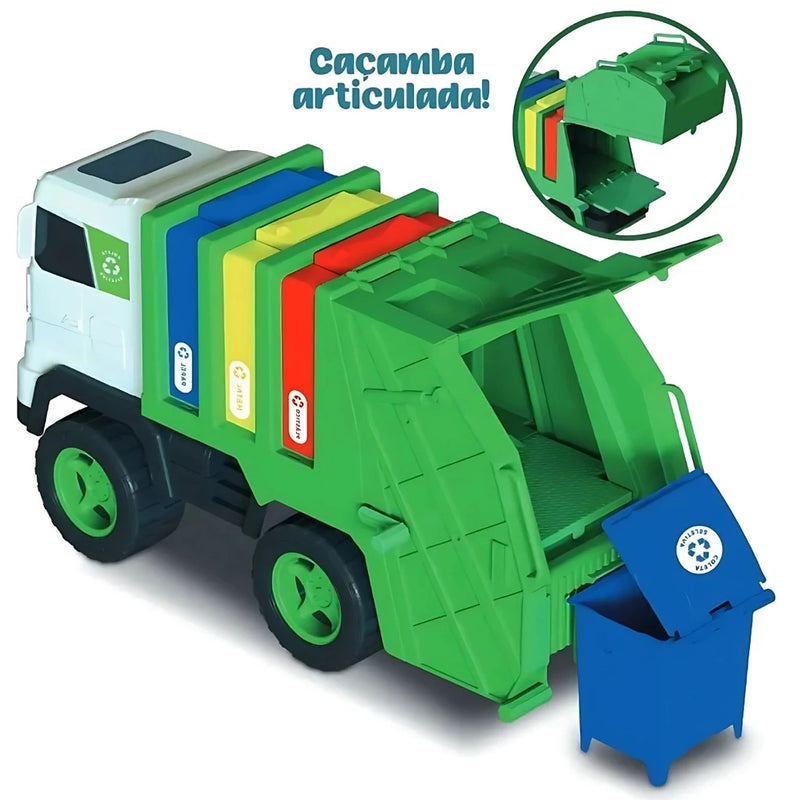 Brinquedo Caminhão de Lixo Articulado Reciclável - Educativo e Divertido!